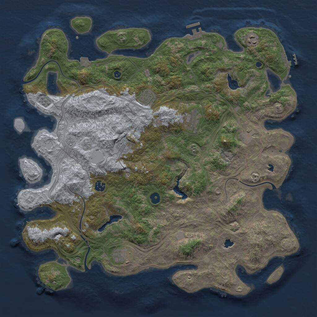 Rust Map: Procedural Map, Size: 4500, Seed: 1423657618, 14 Monuments