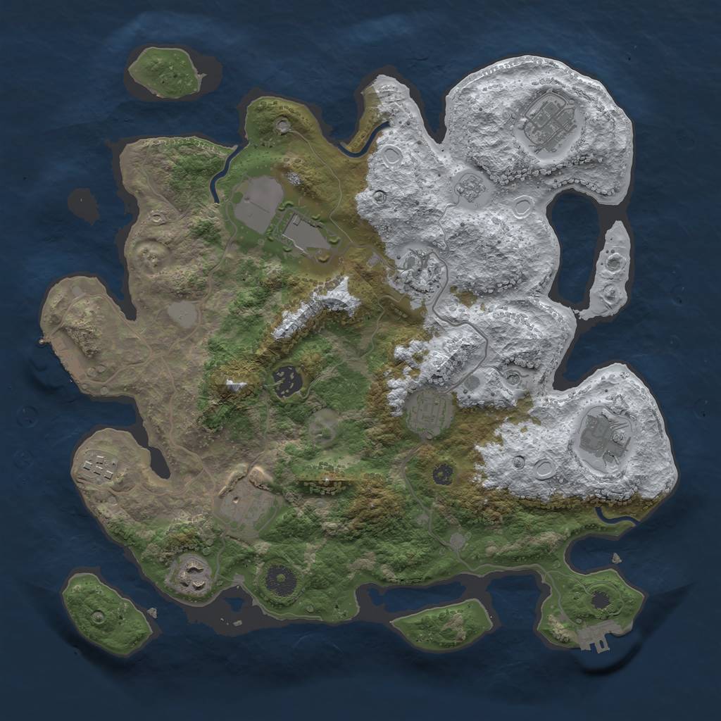 Rust Map: Procedural Map, Size: 3500, Seed: 314353, 18 Monuments