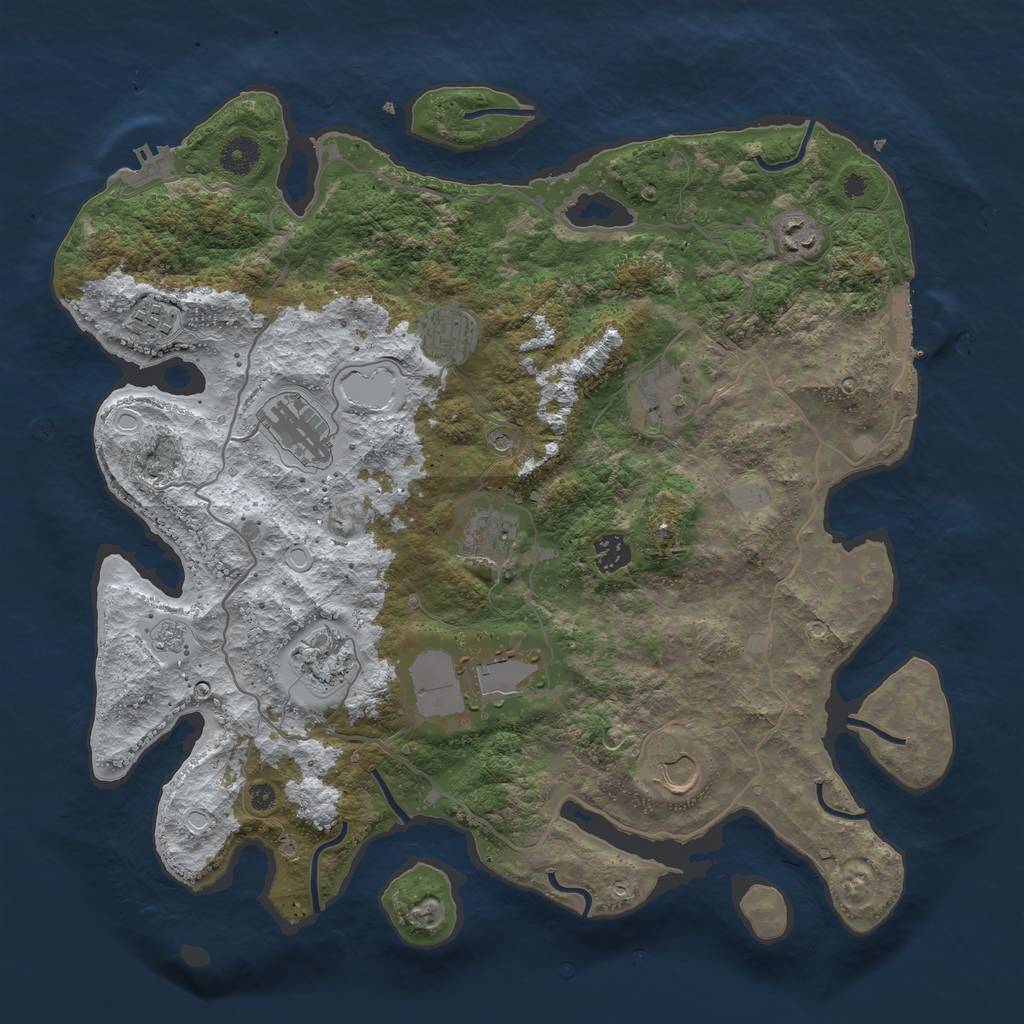 Rust Map: Procedural Map, Size: 4000, Seed: 51005, 19 Monuments