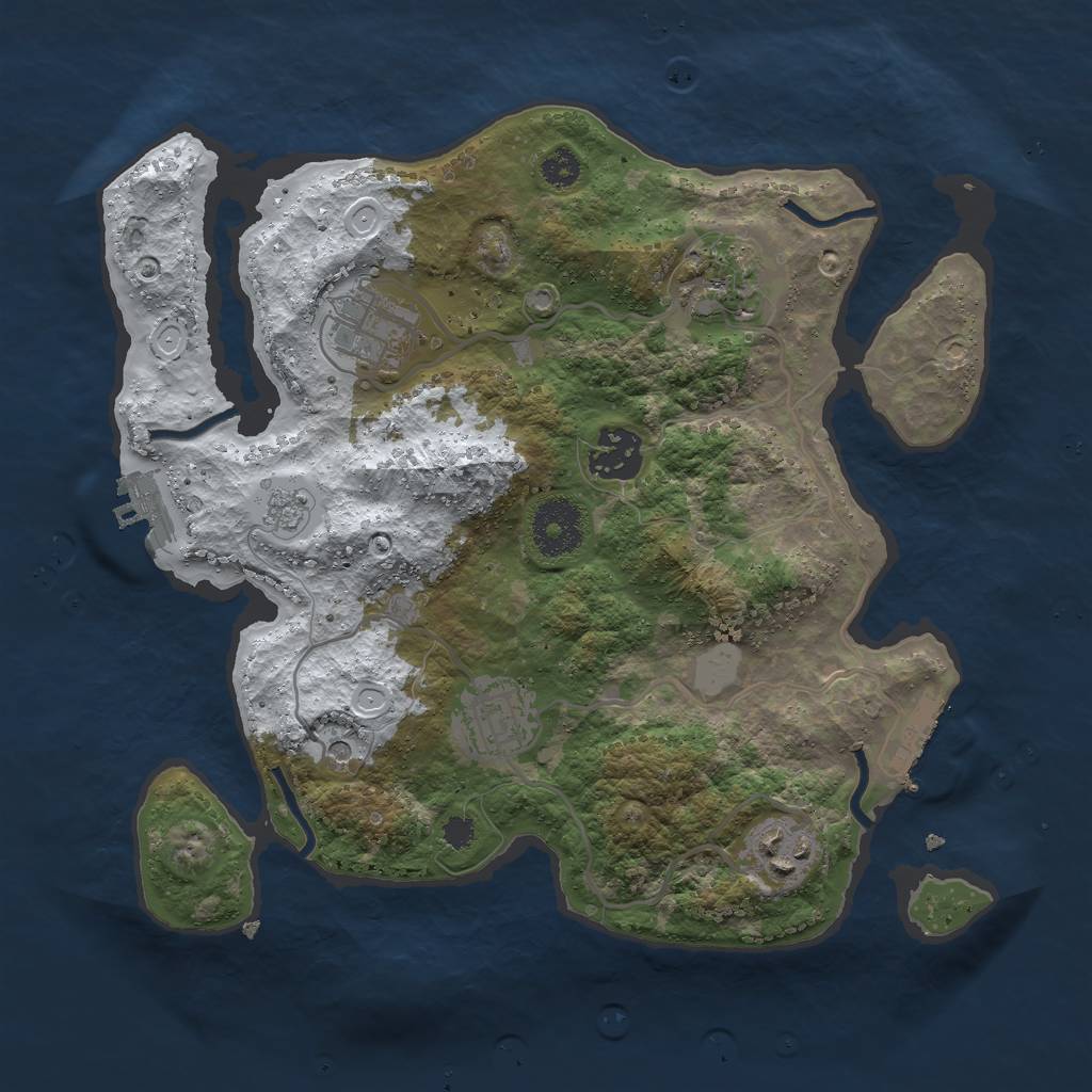 Rust Map: Procedural Map, Size: 3000, Seed: 828098354, 14 Monuments