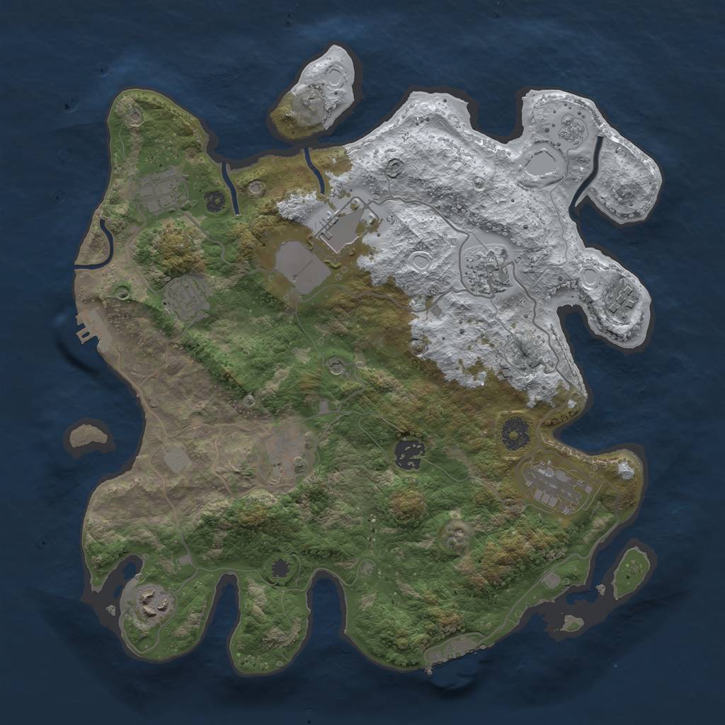 Rust Map: Procedural Map, Size: 3500, Seed: 614199230, 18 Monuments
