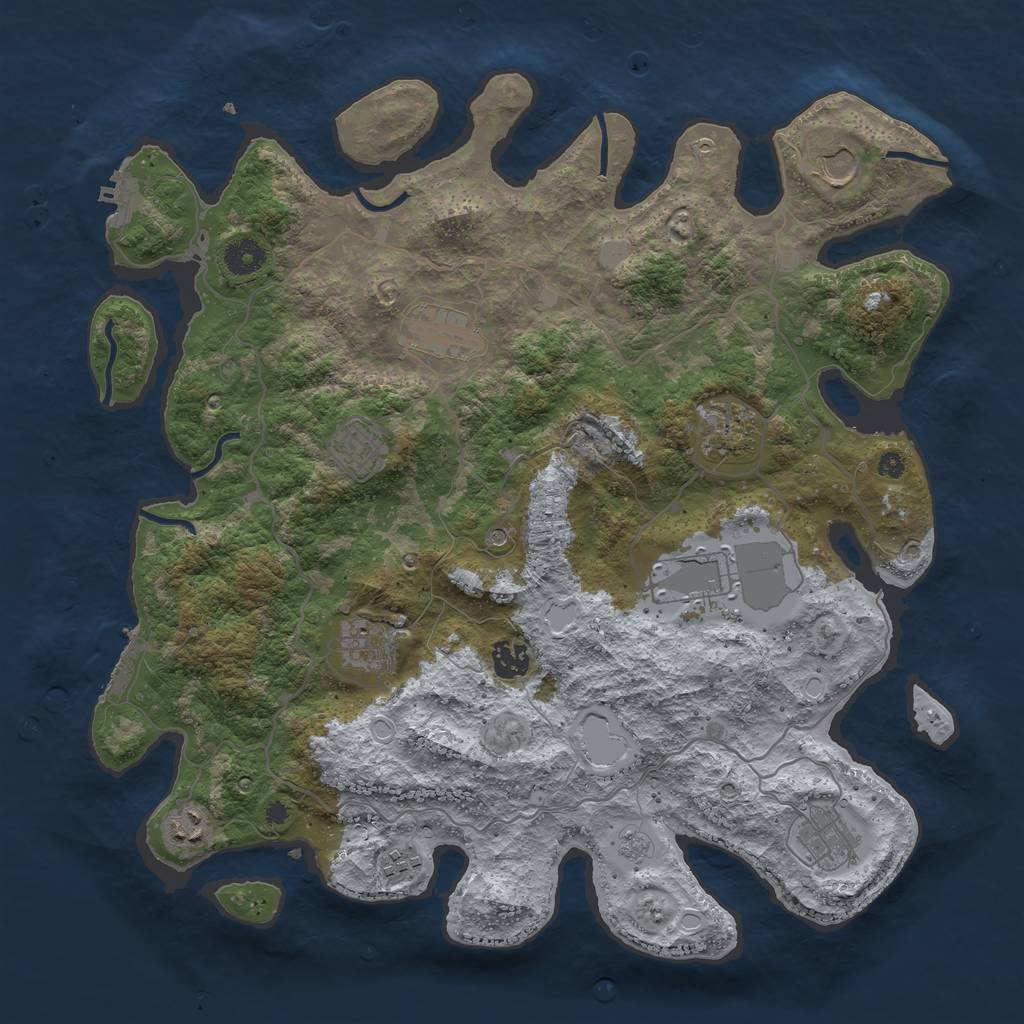 Rust Map: Procedural Map, Size: 4000, Seed: 1809630991, 19 Monuments