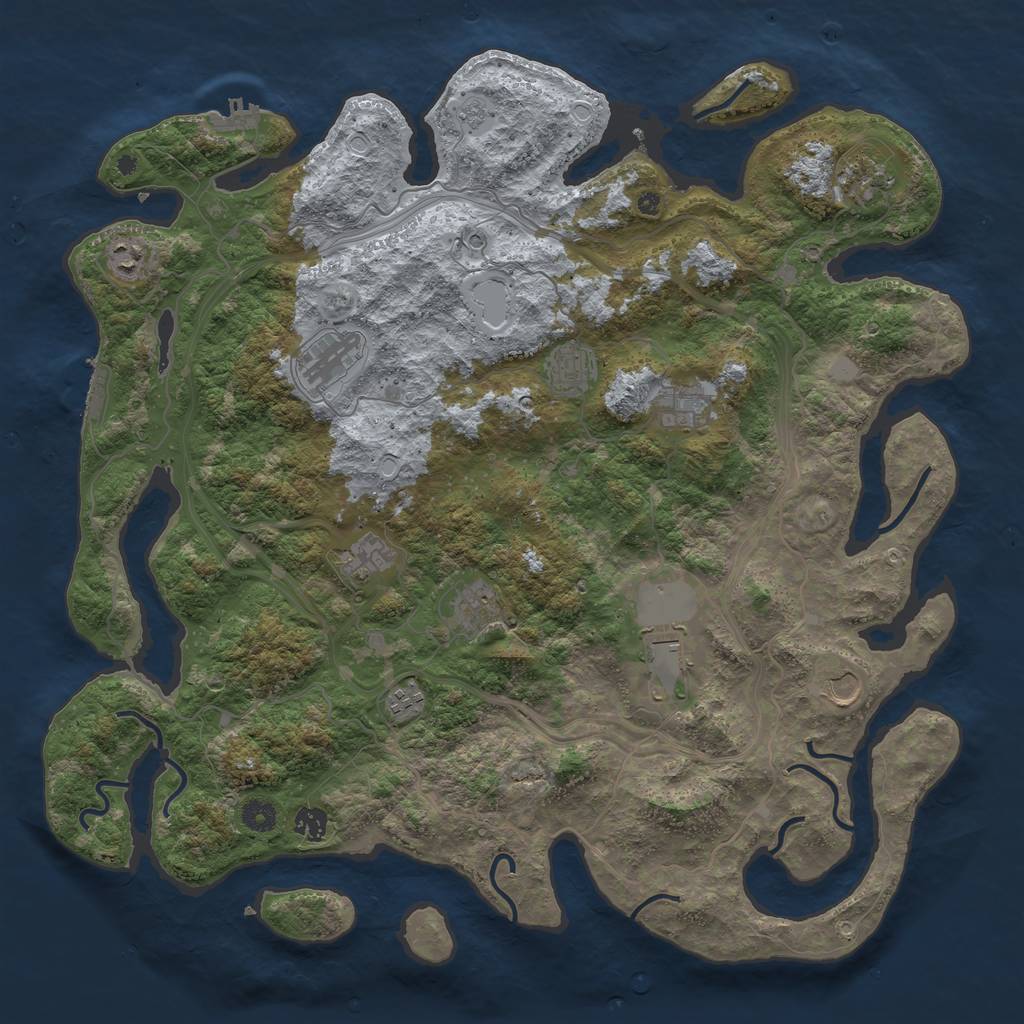 Rust Map: Procedural Map, Size: 4500, Seed: 7803475, 20 Monuments