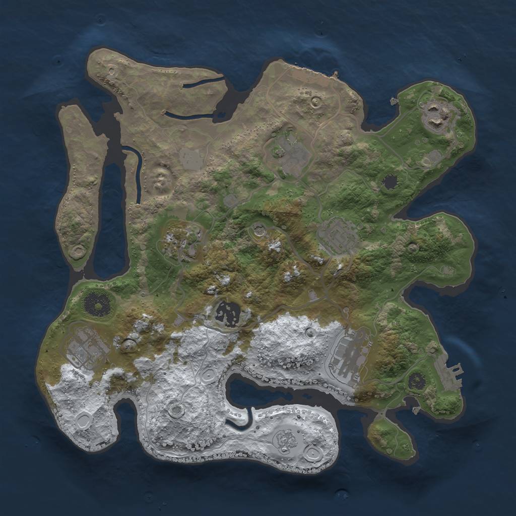 Rust Map: Procedural Map, Size: 3000, Seed: 75666, 16 Monuments