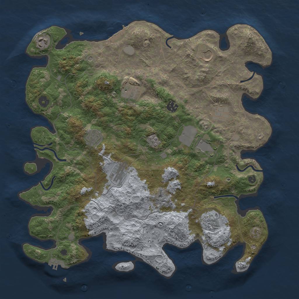 Rust Map: Procedural Map, Size: 4000, Seed: 65959, 19 Monuments