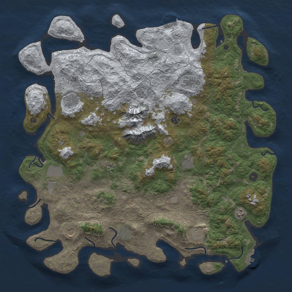 Rust Map: Procedural Map, Size: 5000, Seed: 1987, 20 Monuments