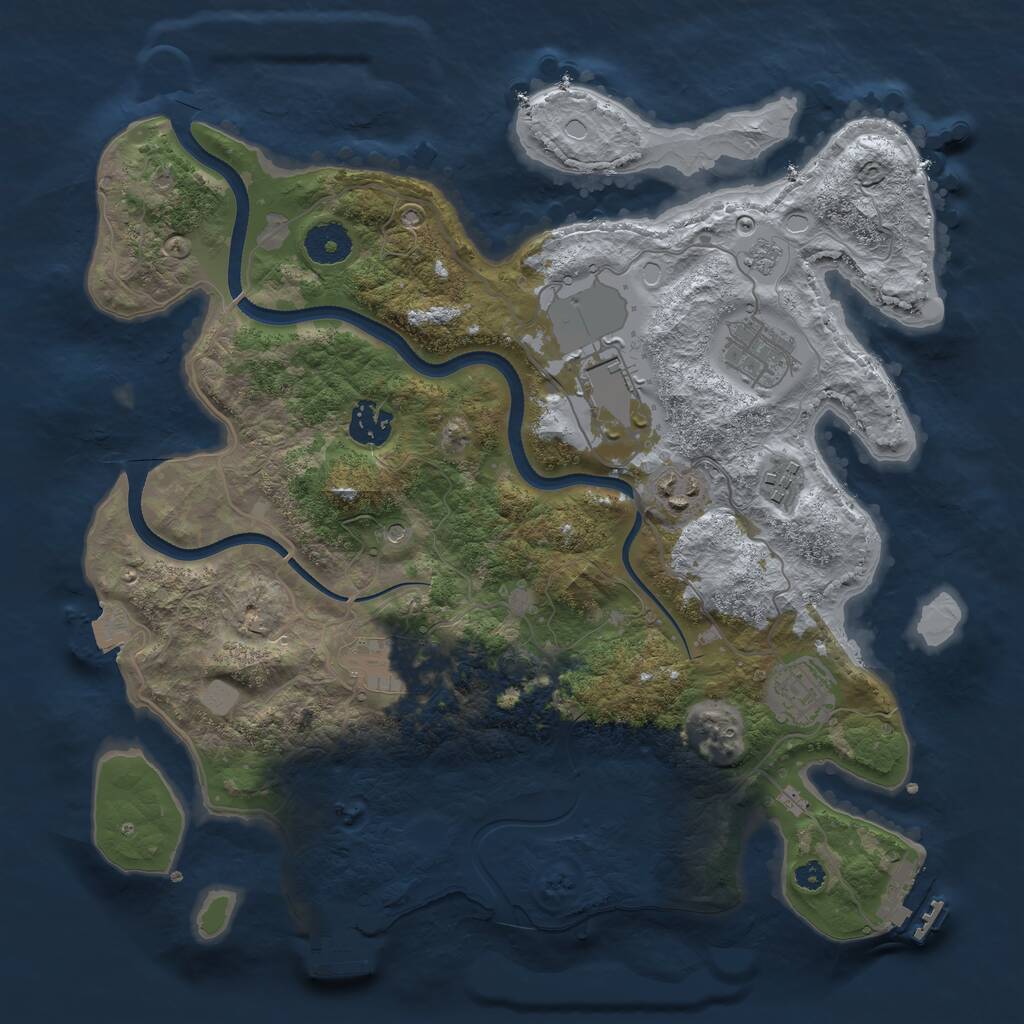 Rust Map: Procedural Map, Size: 3500, Seed: 1786758260, 13 Monuments