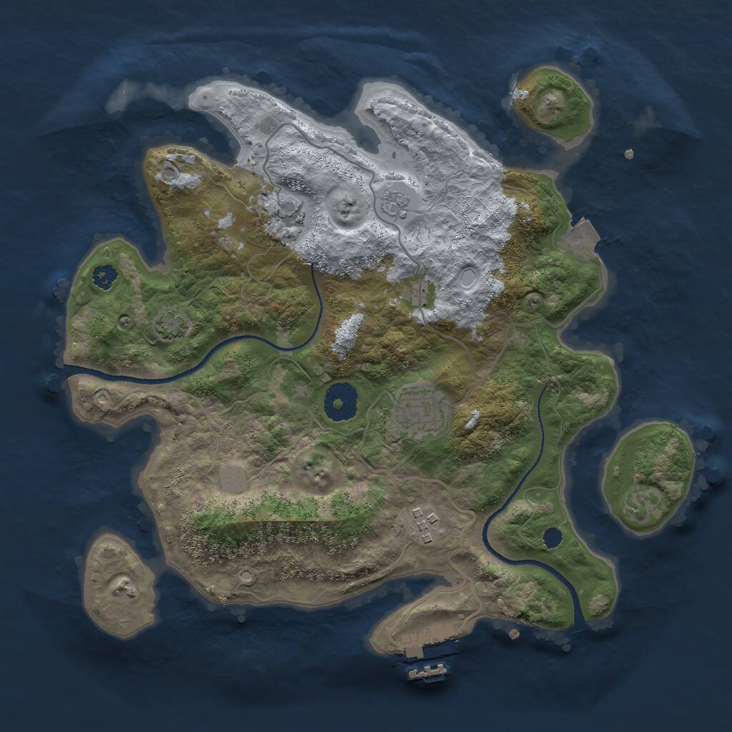 Rust Map: Procedural Map, Size: 3000, Seed: 23435, 7 Monuments