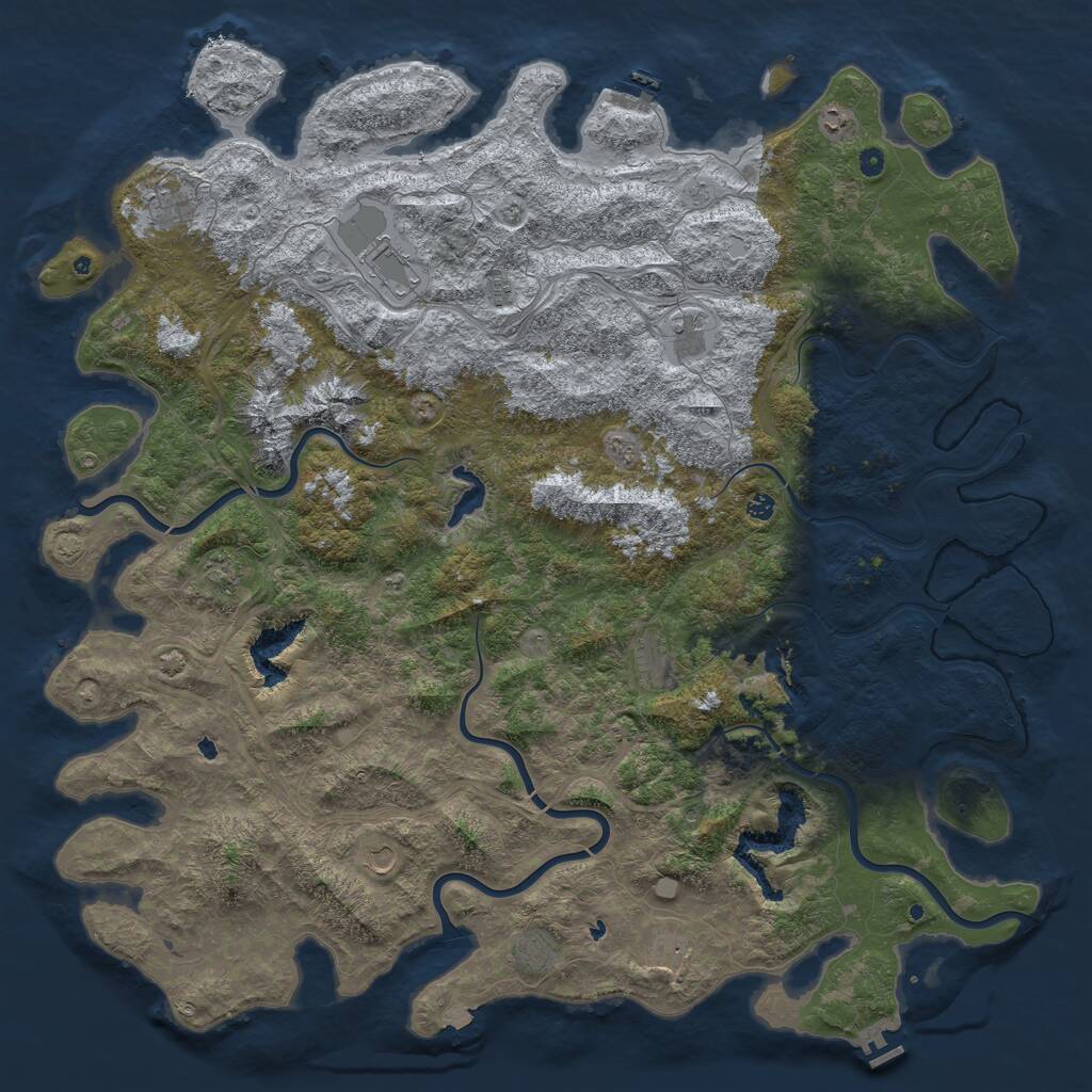 Rust Map: Procedural Map, Size: 6000, Seed: 55469, 17 Monuments