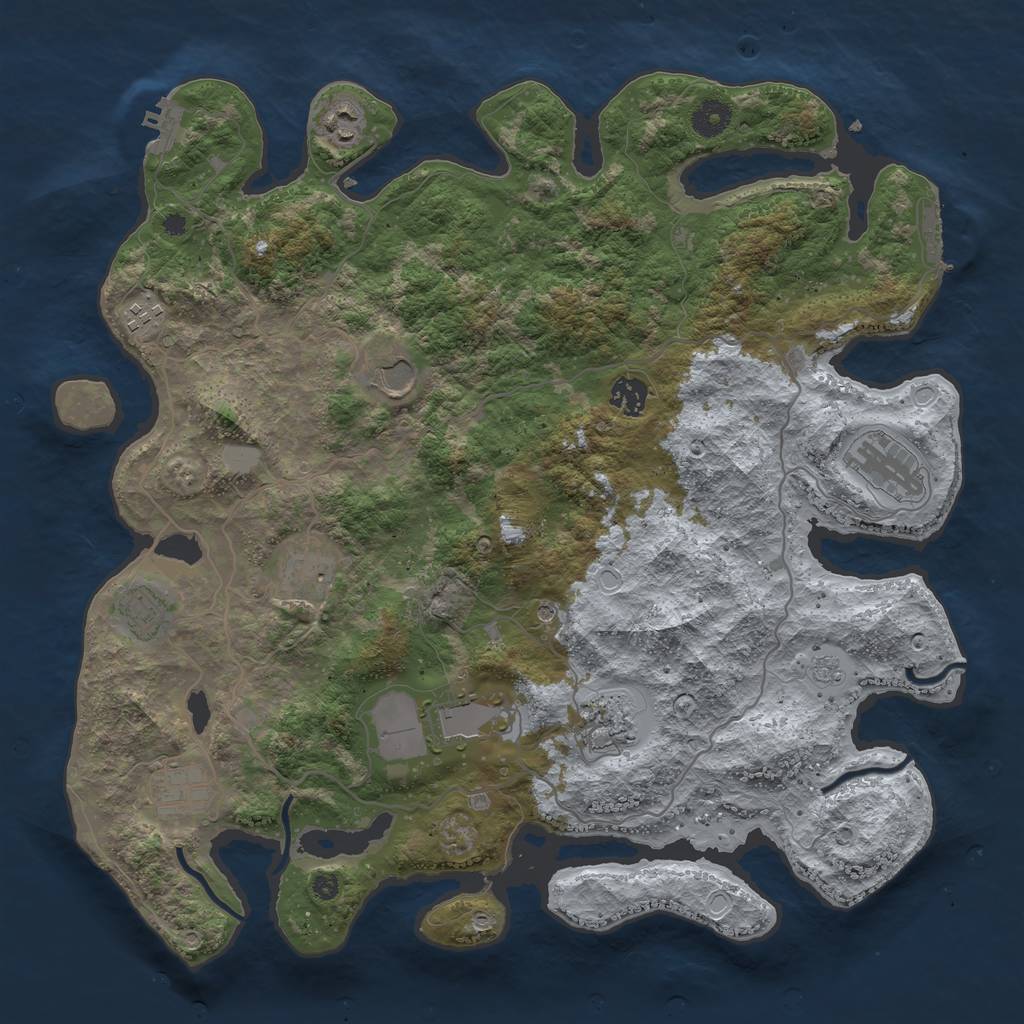 Rust Map: Procedural Map, Size: 4000, Seed: 1733356486, 19 Monuments