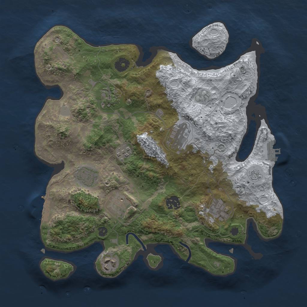 Rust Map: Procedural Map, Size: 3250, Seed: 1104555471, 17 Monuments
