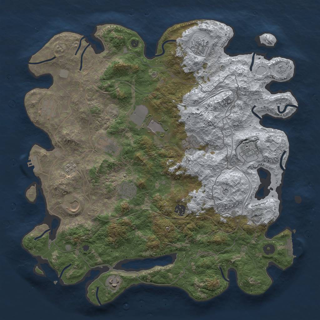 Rust Map: Procedural Map, Size: 4250, Seed: 853692323, 20 Monuments