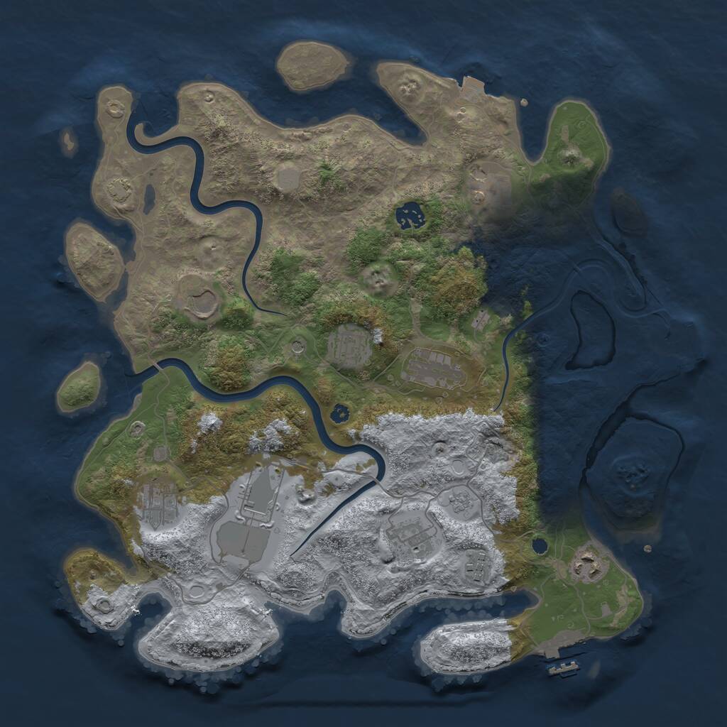 Rust Map: Procedural Map, Size: 3850, Seed: 203797381, 16 Monuments