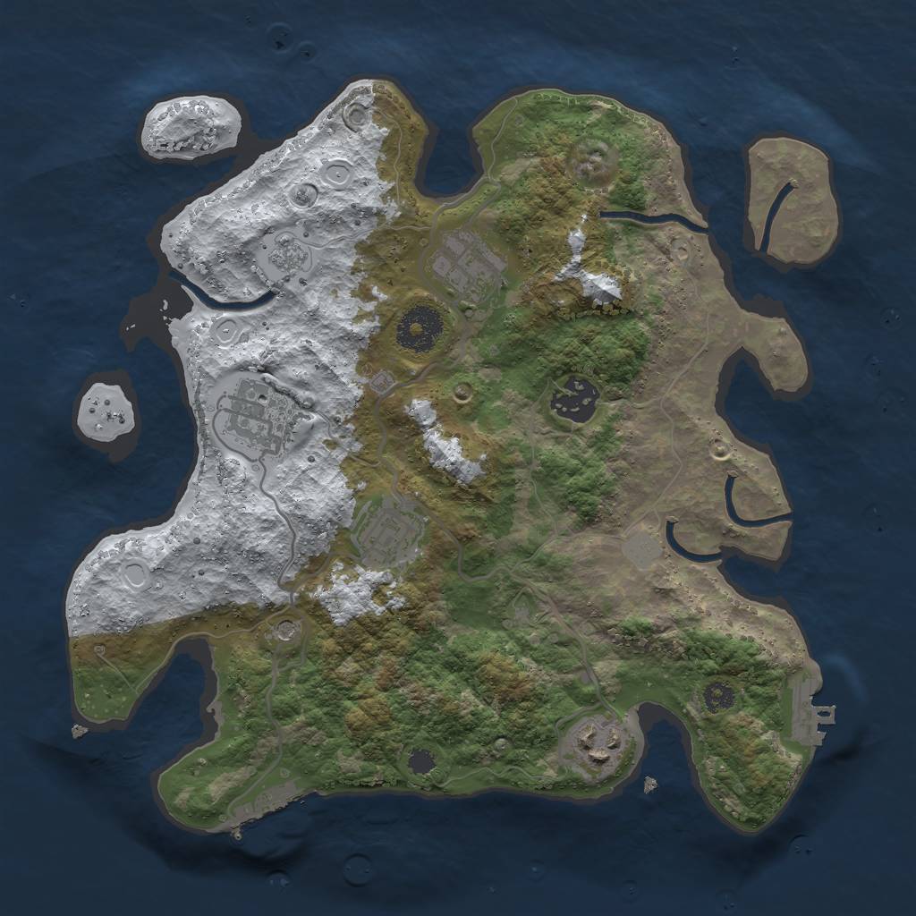 Rust Map: Procedural Map, Size: 3000, Seed: 52817, 14 Monuments