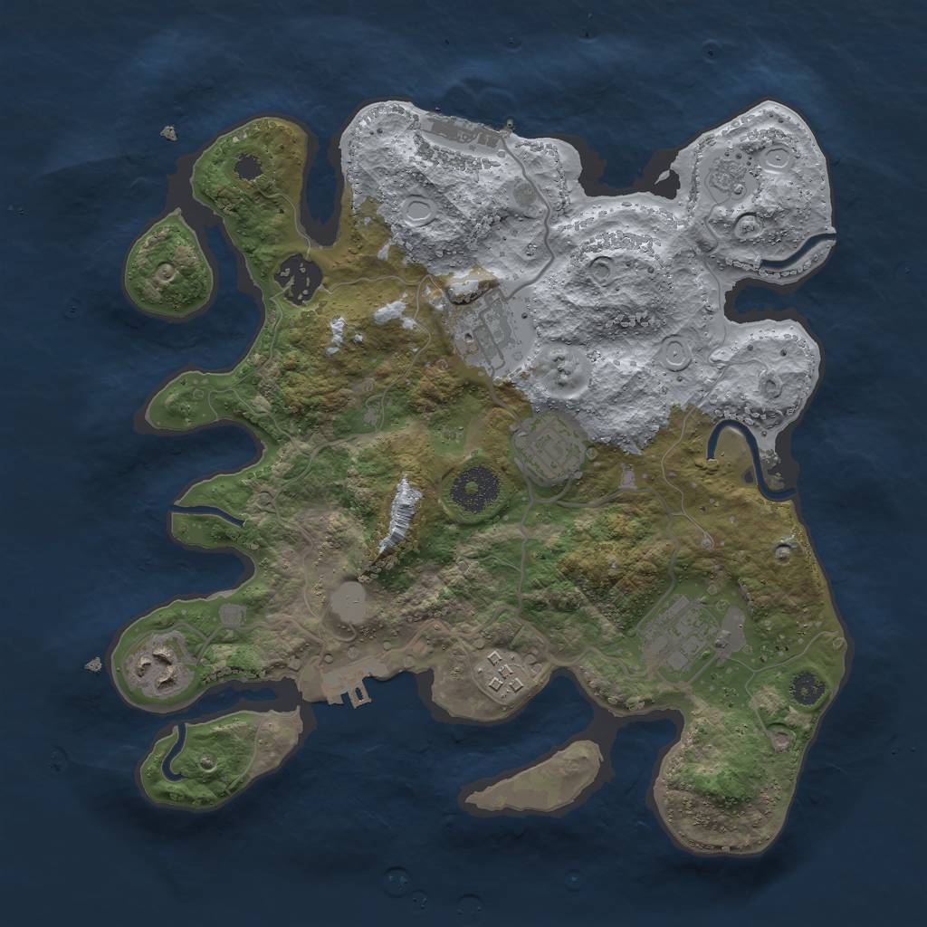 Rust Map: Procedural Map, Size: 3000, Seed: 13705, 14 Monuments