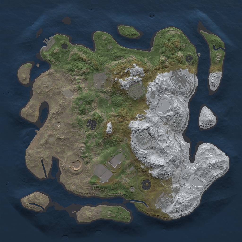 Rust Map: Procedural Map, Size: 3500, Seed: 1805312843, 18 Monuments
