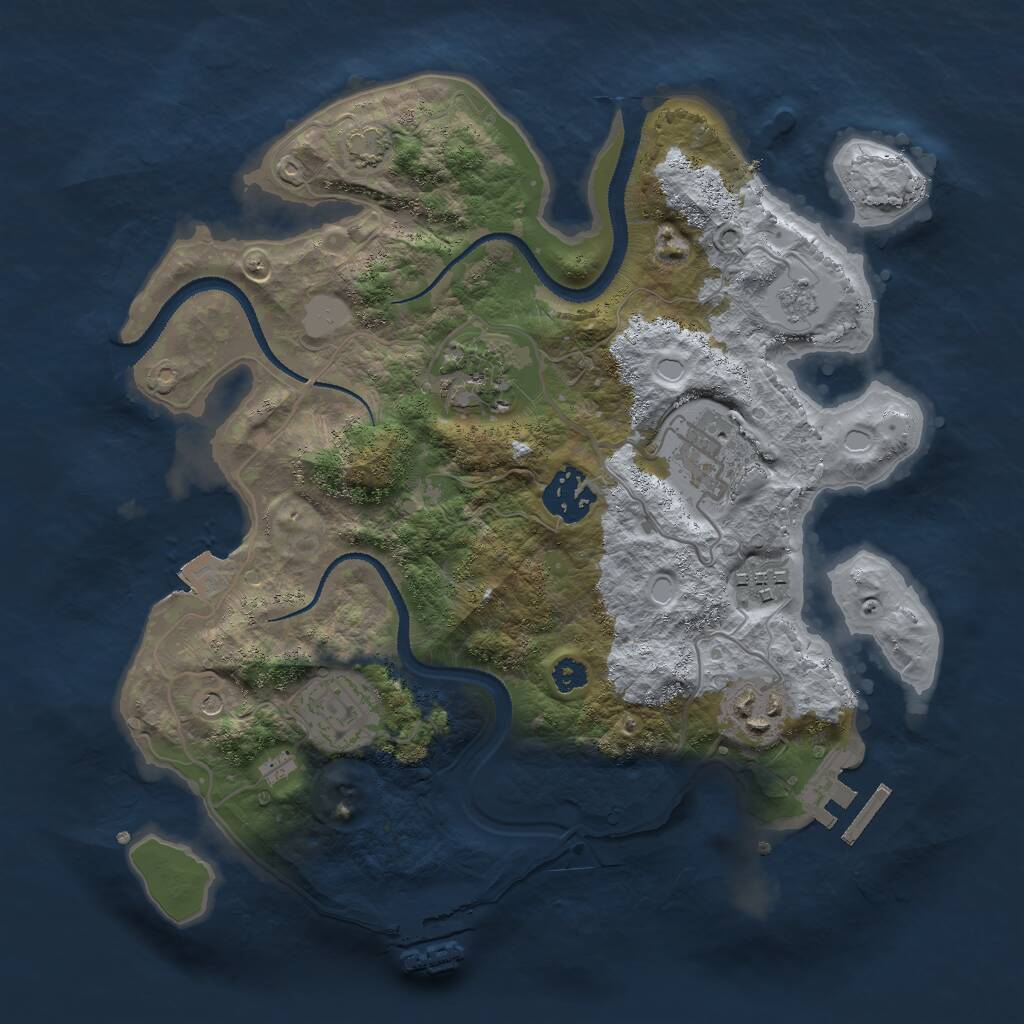 Rust Map: Procedural Map, Size: 3000, Seed: 33928, 12 Monuments