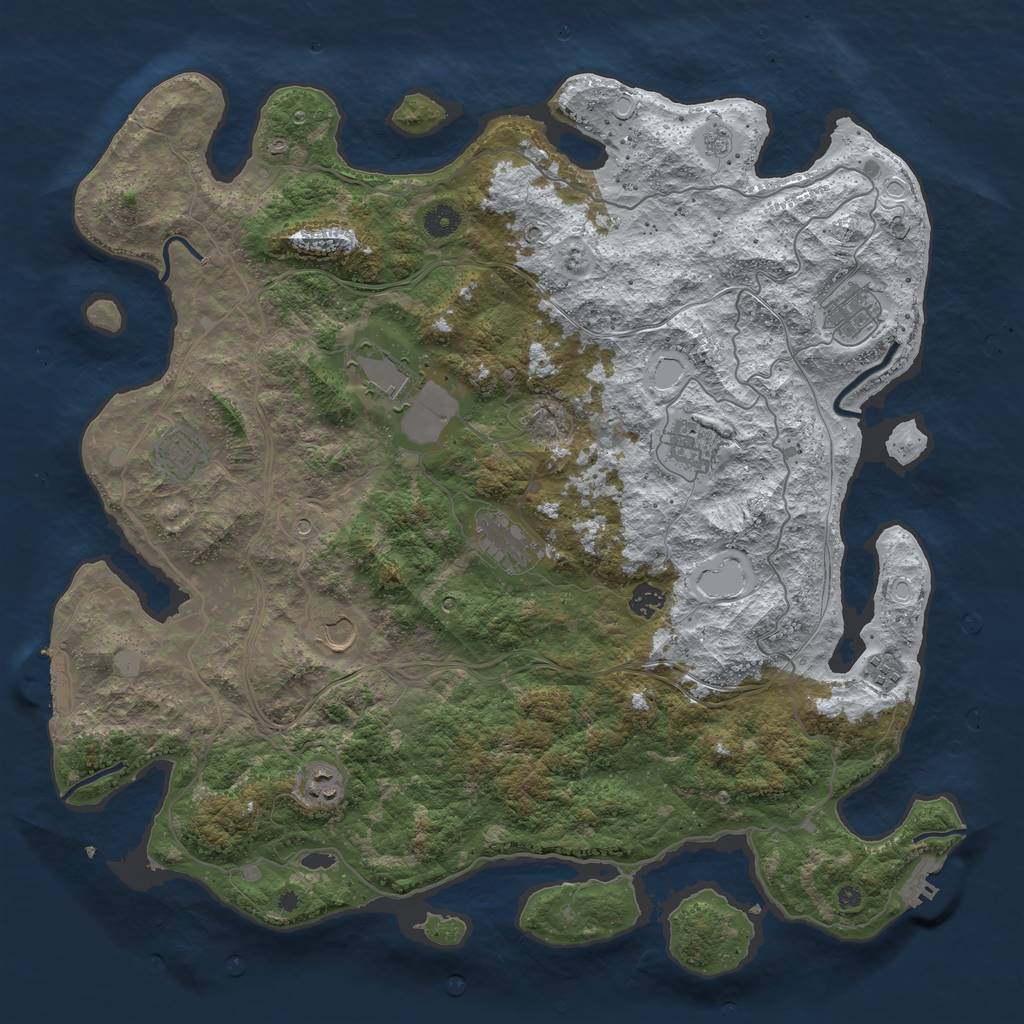 Rust Map: Procedural Map, Size: 4500, Seed: 948675, 18 Monuments