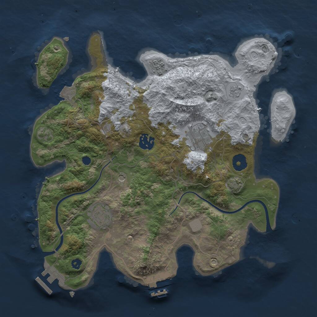 Rust Map: Procedural Map, Size: 3000, Seed: 30191, 10 Monuments