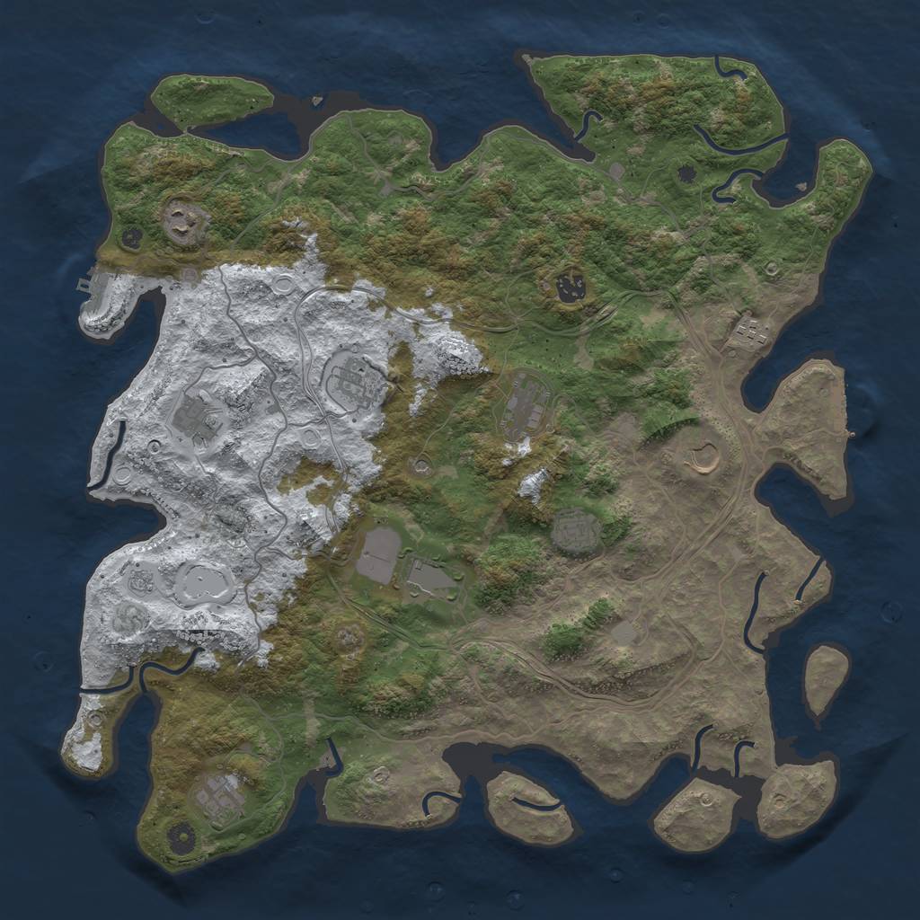 Rust Map: Procedural Map, Size: 4500, Seed: 115875697, 19 Monuments