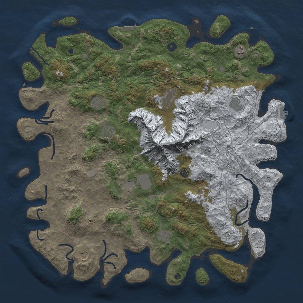Rust Map: Procedural Map, Size: 5000, Seed: 64565, 19 Monuments