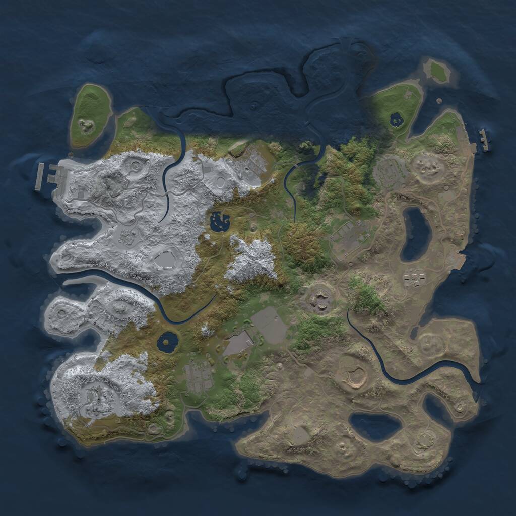 Rust Map: Procedural Map, Size: 3700, Seed: 1238673851, 16 Monuments