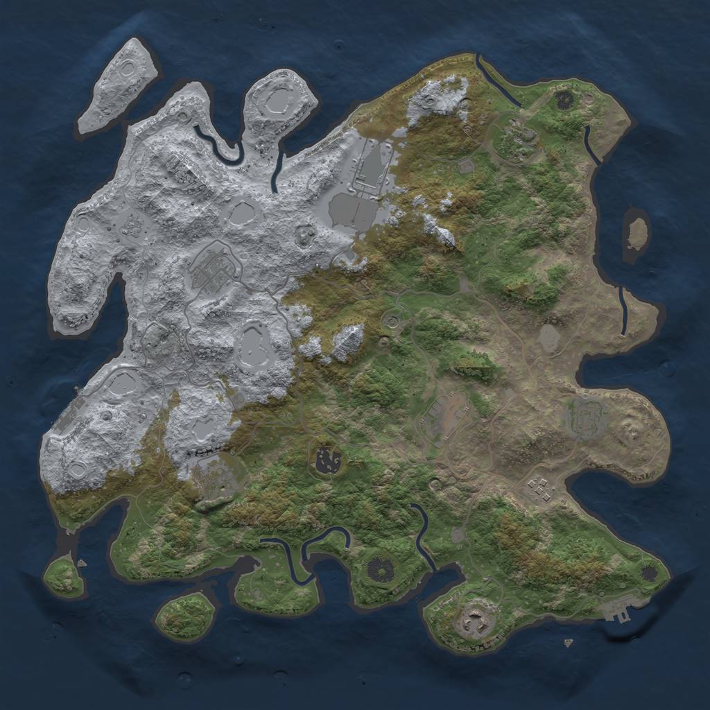 Rust Map: Procedural Map, Size: 4000, Seed: 1885107283, 18 Monuments