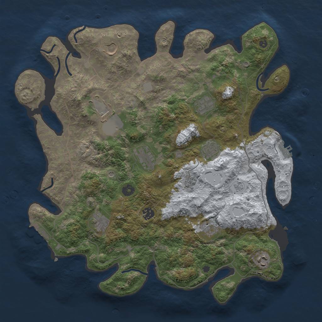 Rust Map: Procedural Map, Size: 4000, Seed: 1865460317, 19 Monuments