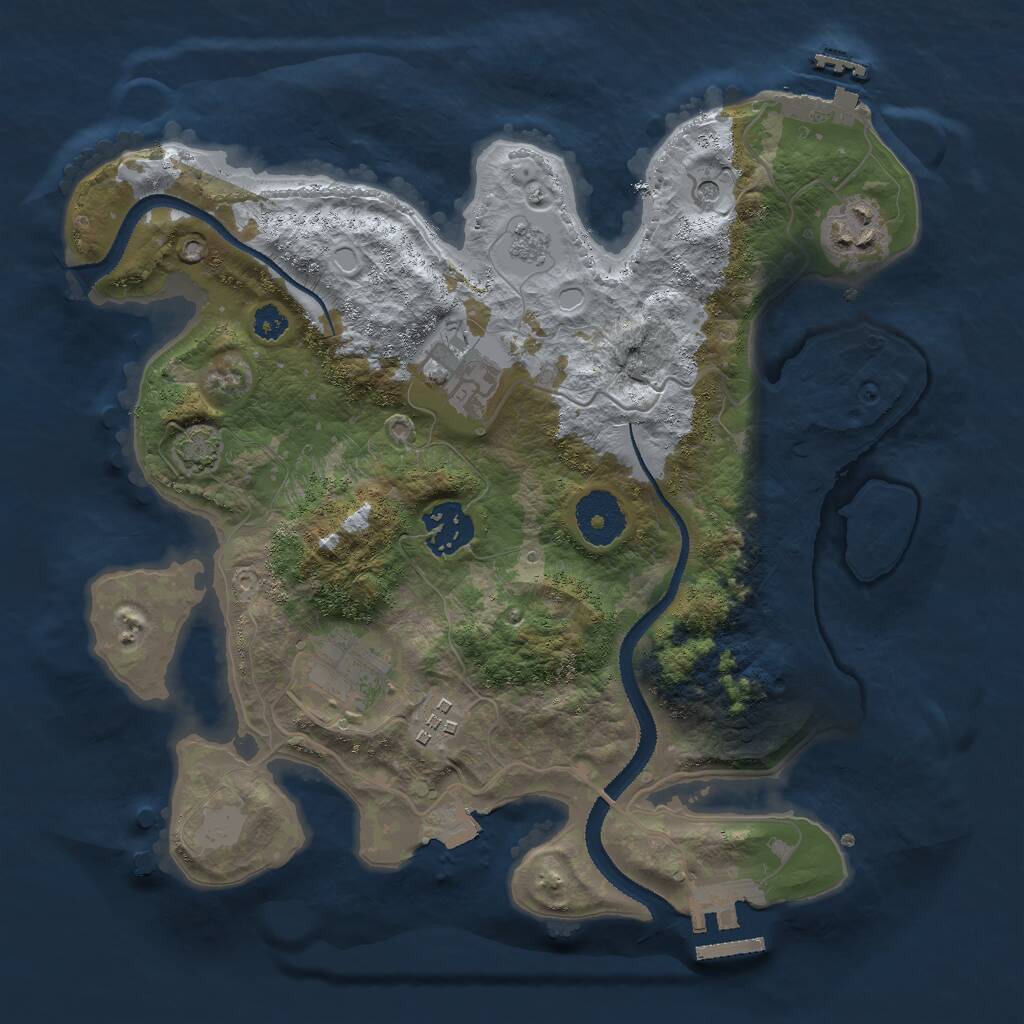 Rust Map: Procedural Map, Size: 3000, Seed: 375225176, 11 Monuments