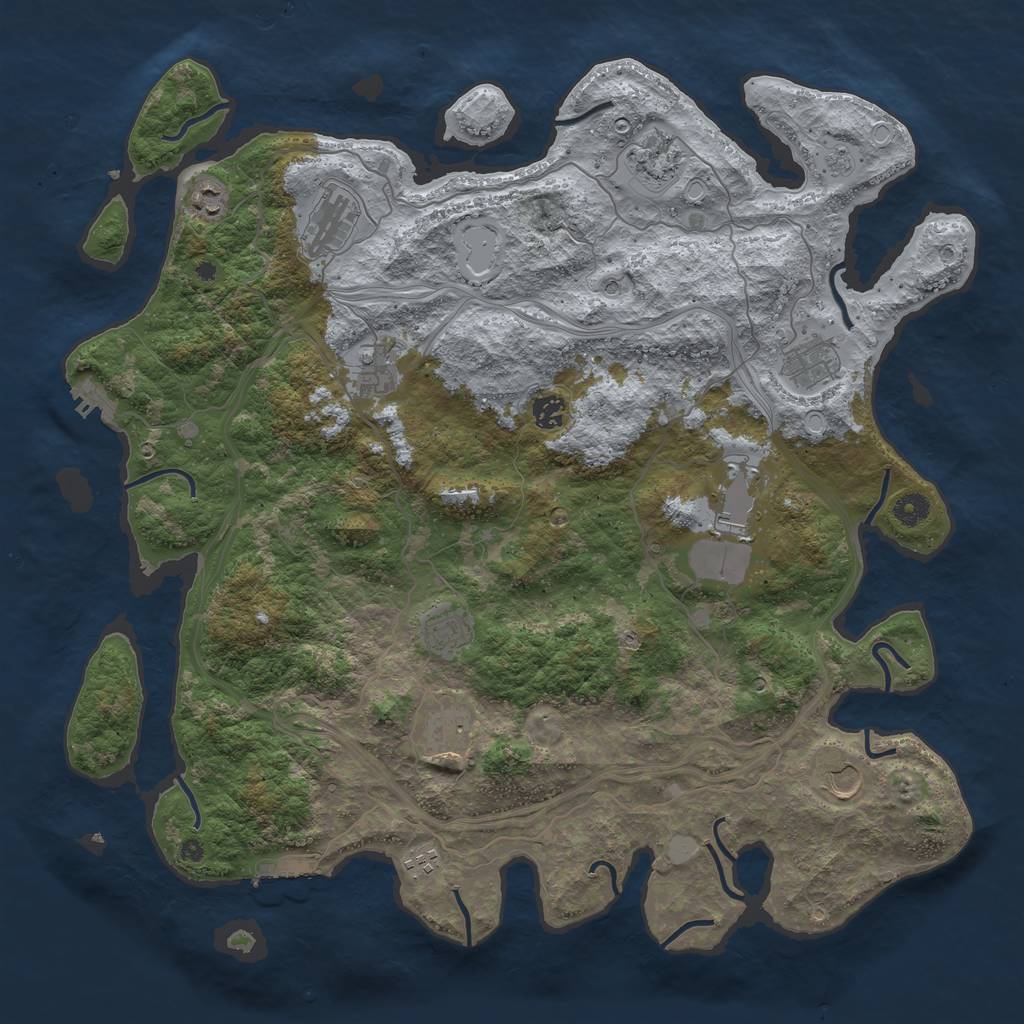 Rust Map: Procedural Map, Size: 4500, Seed: 611, 20 Monuments
