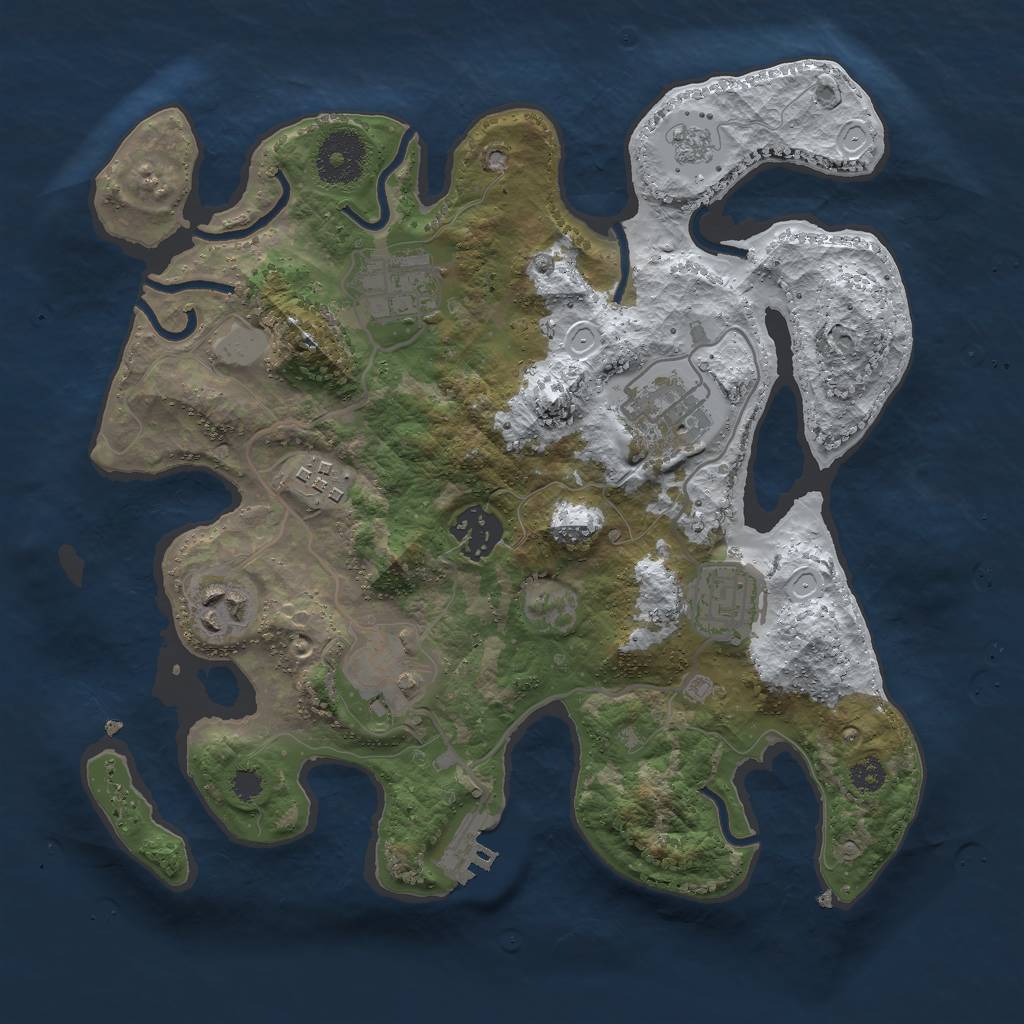 Rust Map: Procedural Map, Size: 3000, Seed: 57429, 14 Monuments