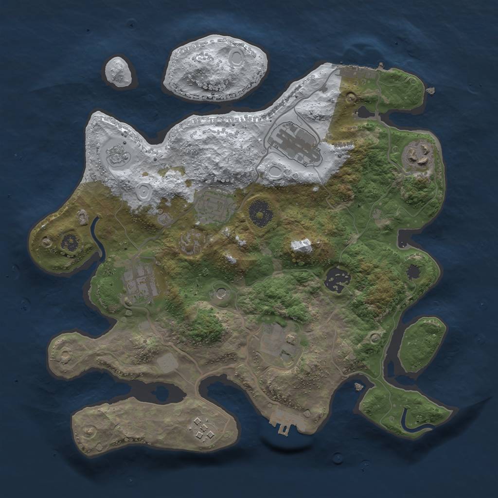 Rust Map: Procedural Map, Size: 3000, Seed: 19343, 16 Monuments