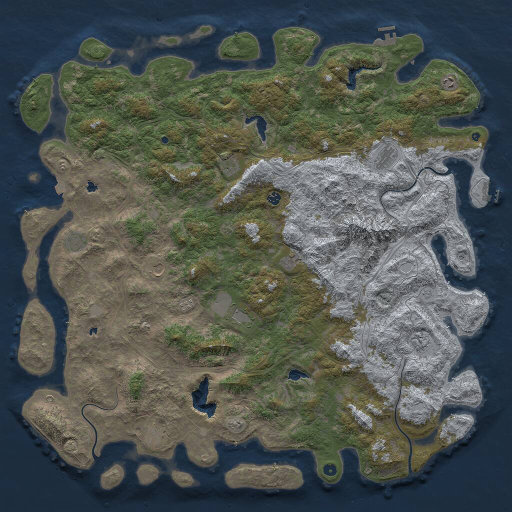 Rust Map: Procedural Map, Size: 6000, Seed: 57213, 17 Monuments