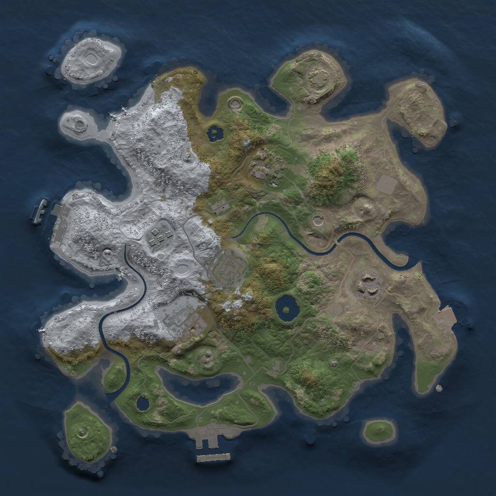 Rust Map: Procedural Map, Size: 3000, Seed: 156676419, 10 Monuments