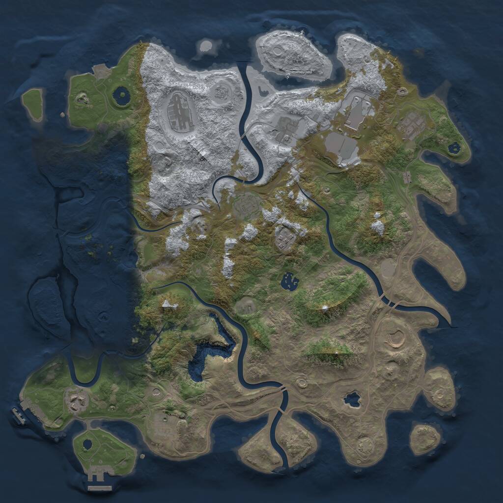 Rust Map: Procedural Map, Size: 4250, Seed: 651473276, 16 Monuments