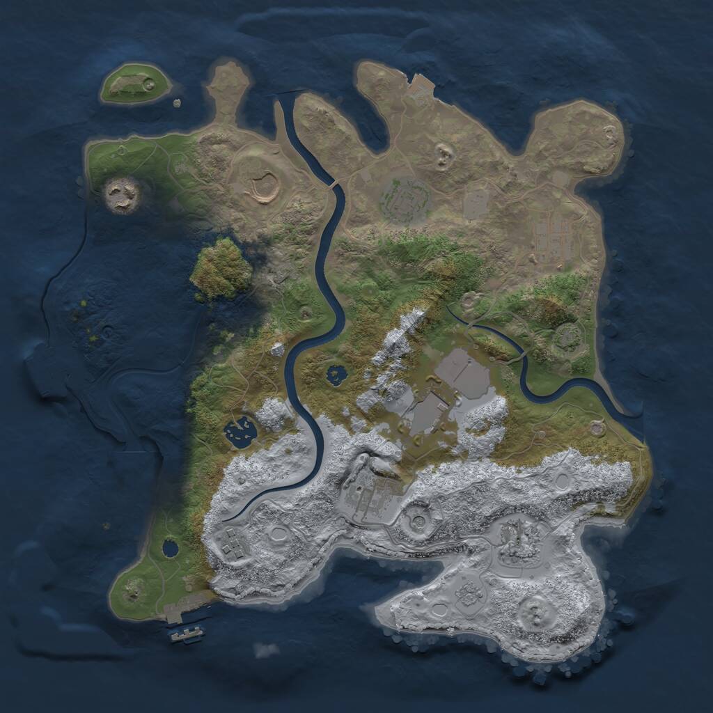 Rust Map: Procedural Map, Size: 3500, Seed: 954685621, 15 Monuments