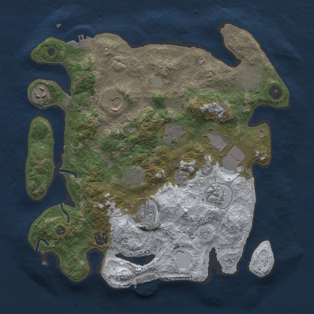 Rust Map: Procedural Map, Size: 3500, Seed: 11882932, 19 Monuments
