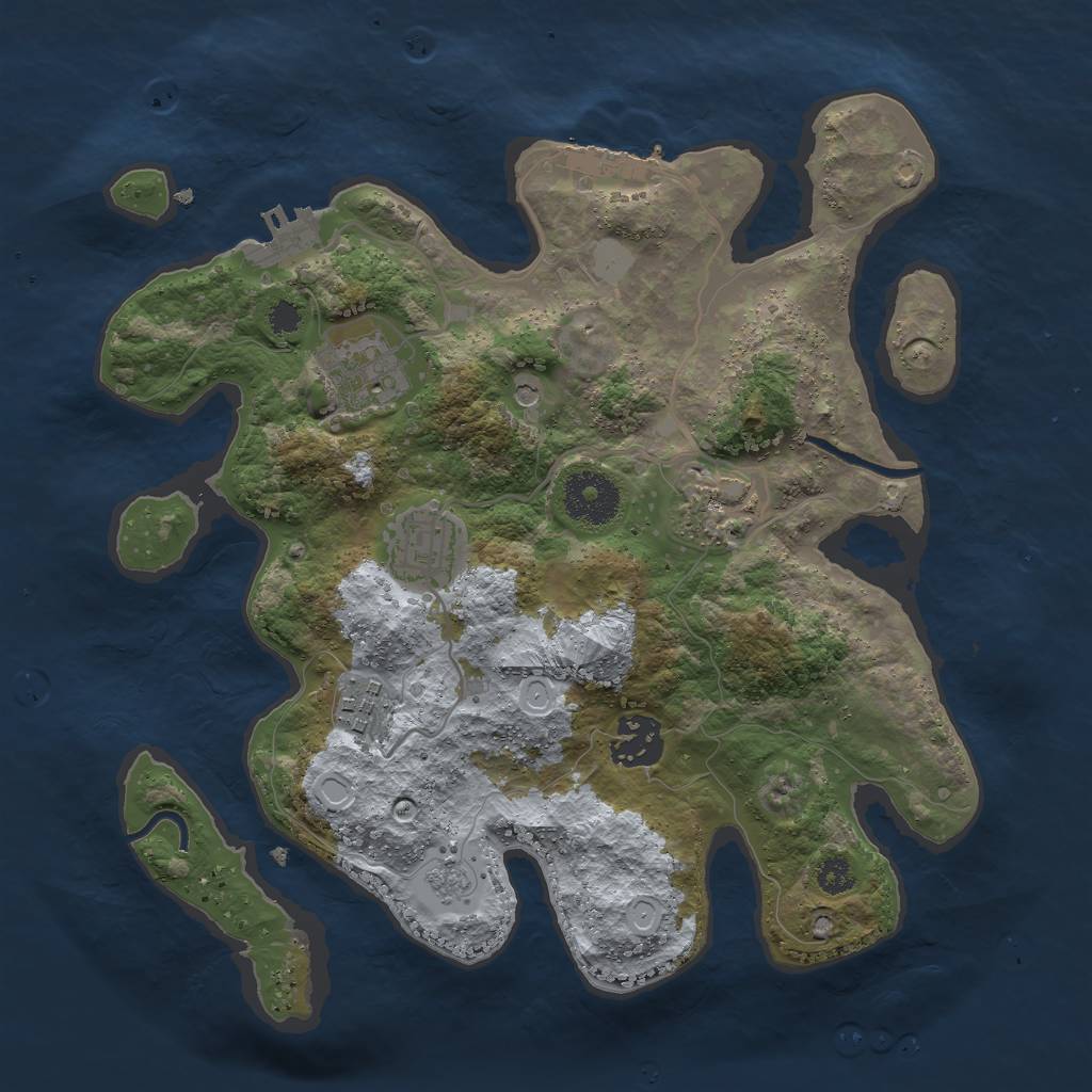 Rust Map: Procedural Map, Size: 3000, Seed: 2095816460, 14 Monuments