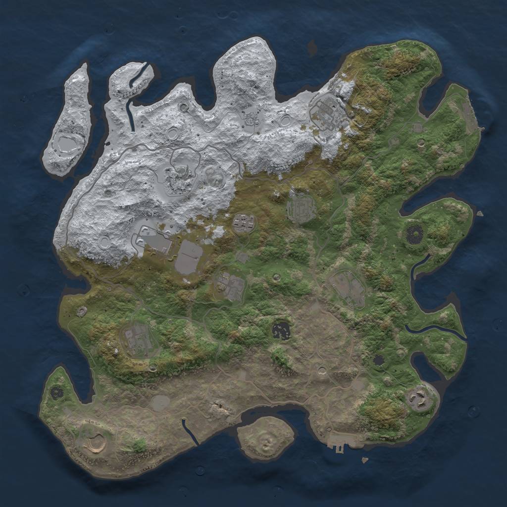 Rust Map: Procedural Map, Size: 4000, Seed: 1150621878, 20 Monuments