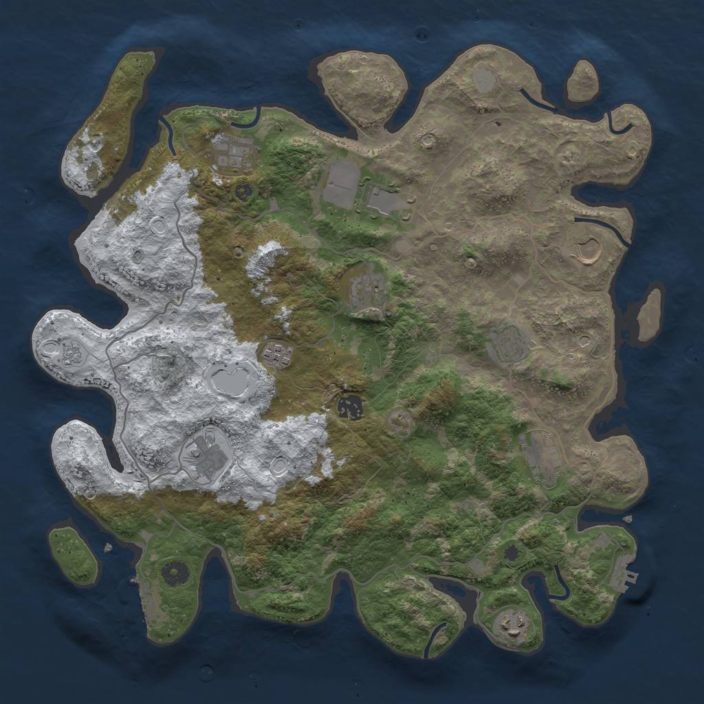 Rust Map: Procedural Map, Size: 4000, Seed: 724037, 19 Monuments