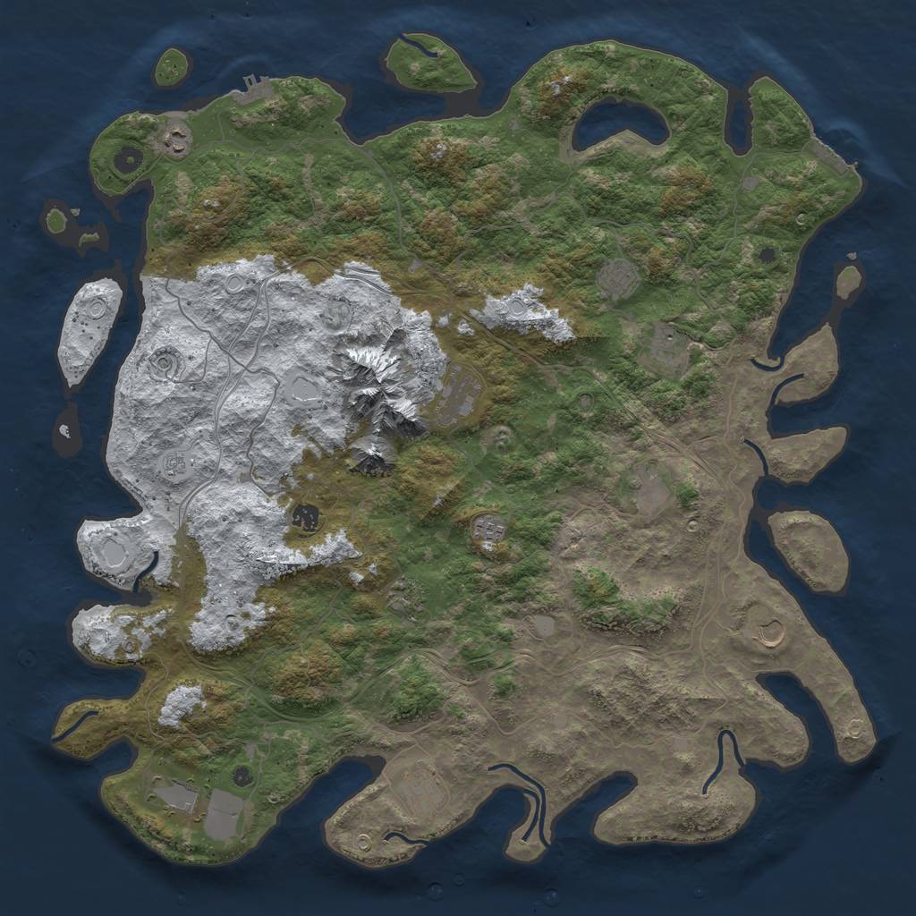 Rust Map: Procedural Map, Size: 5000, Seed: 45681, 20 Monuments