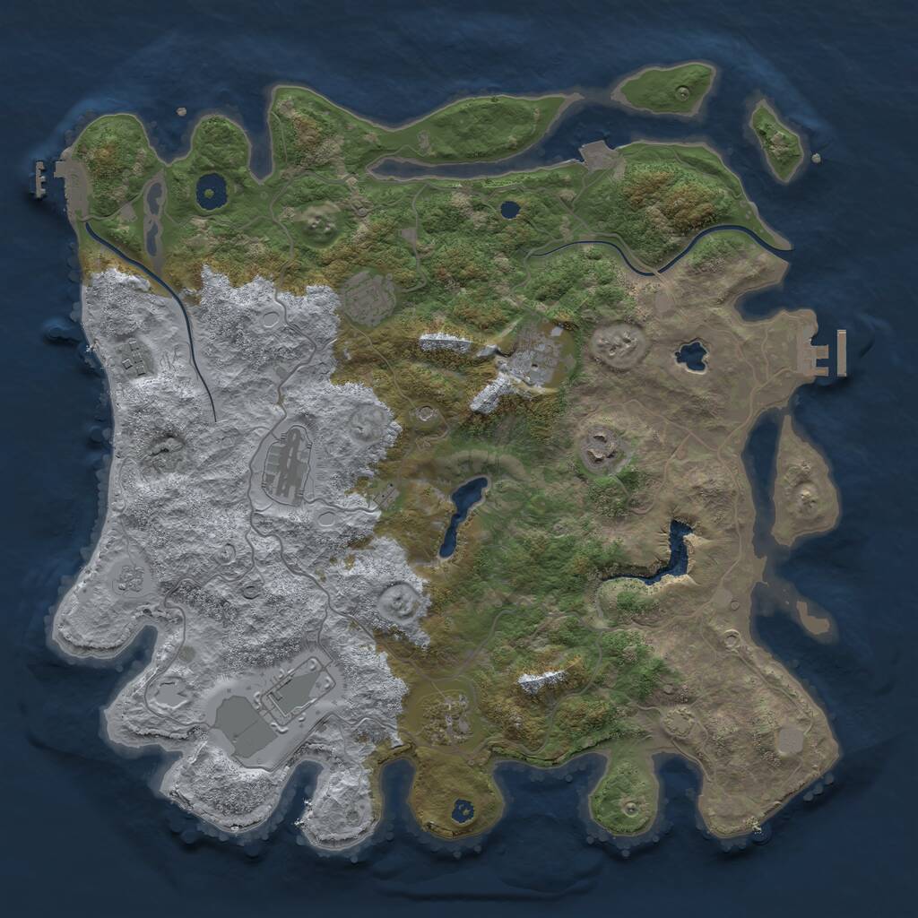 Rust Map: Procedural Map, Size: 4000, Seed: 167111, 13 Monuments