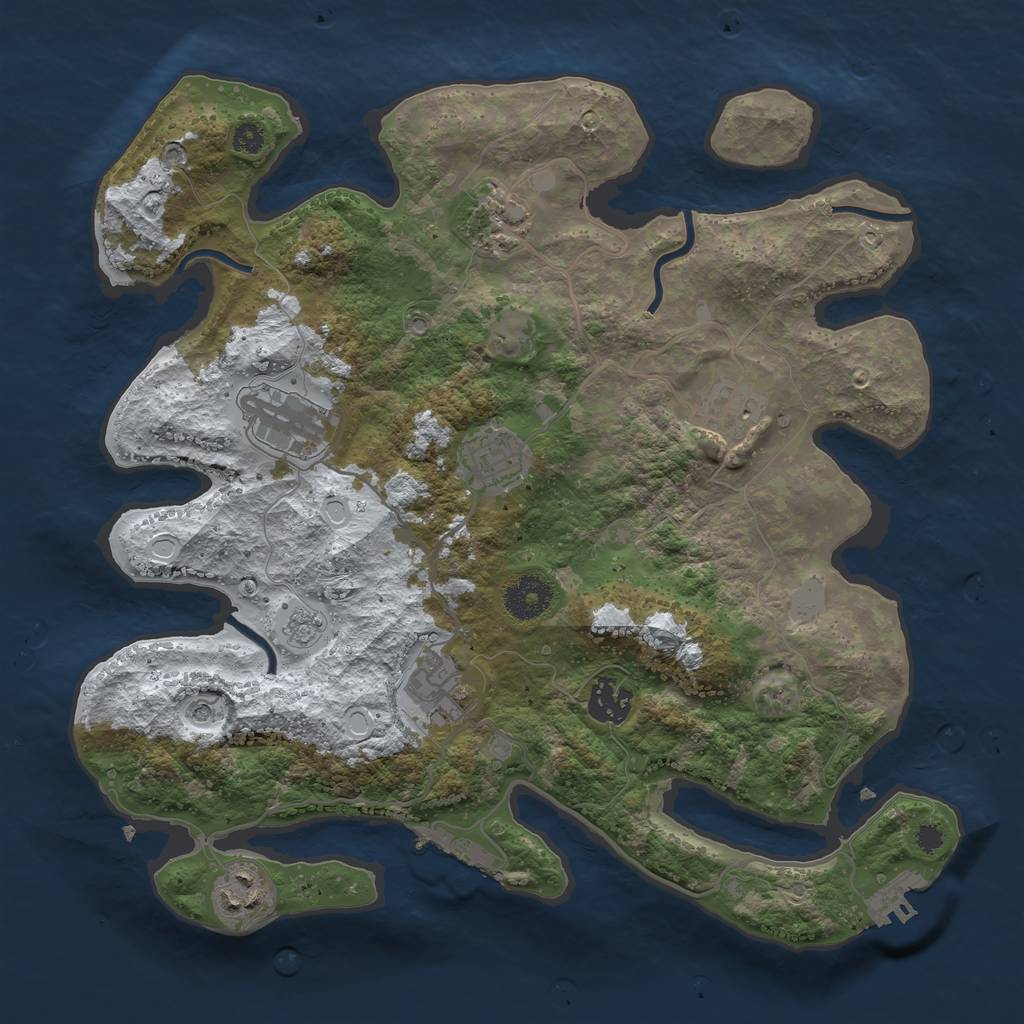 Rust Map: Procedural Map, Size: 3400, Seed: 145245870, 16 Monuments