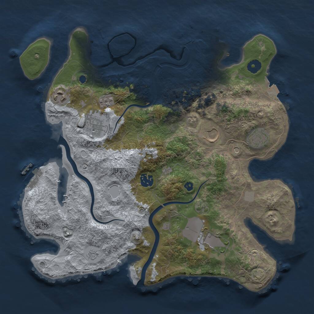 Rust Map: Procedural Map, Size: 3500, Seed: 887662709, 13 Monuments