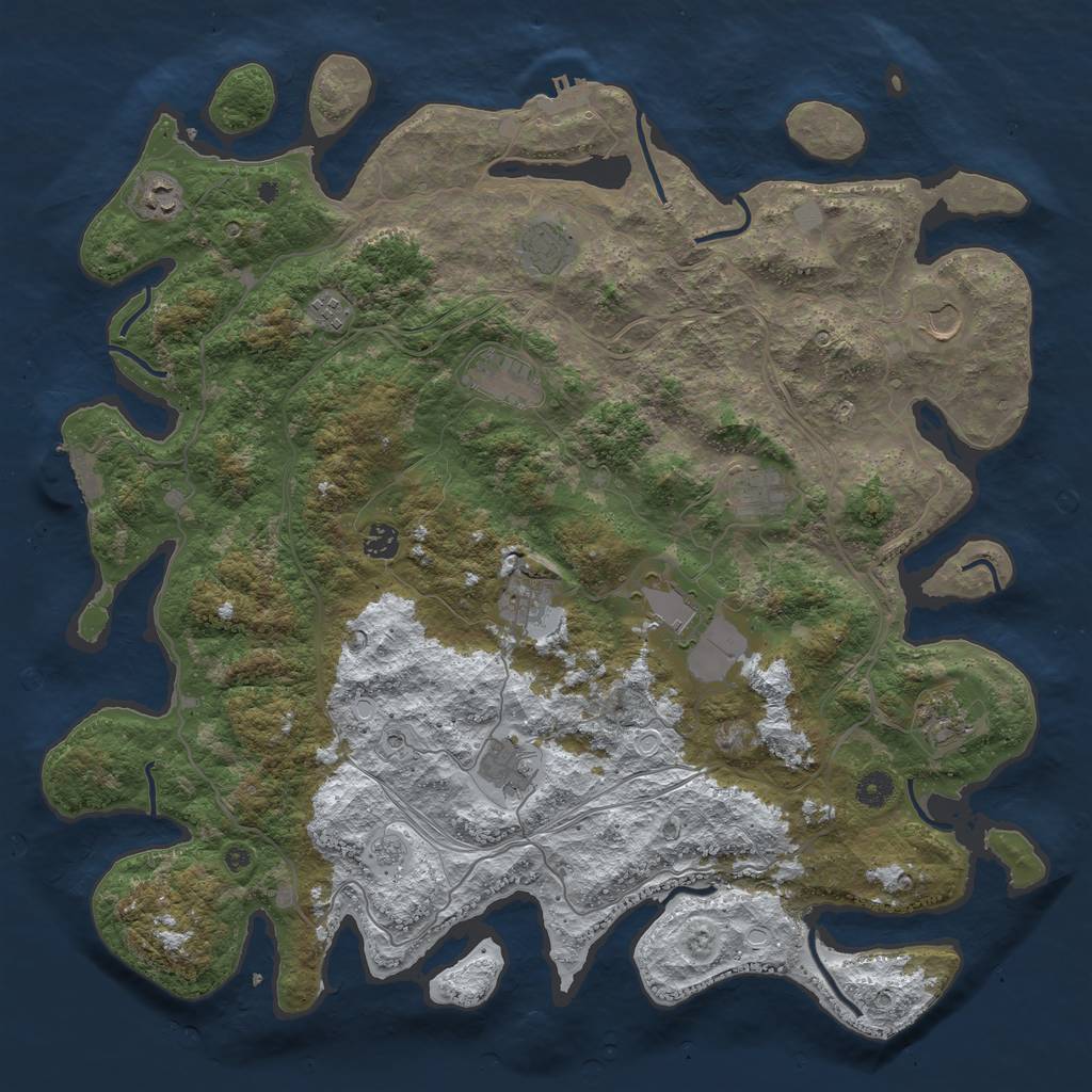 Rust Map: Procedural Map, Size: 4500, Seed: 693447608, 20 Monuments