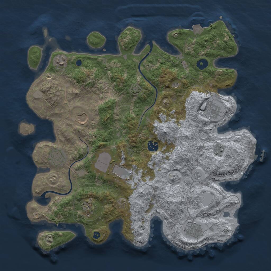 Rust Map: Procedural Map, Size: 3750, Seed: 1888261563, 14 Monuments