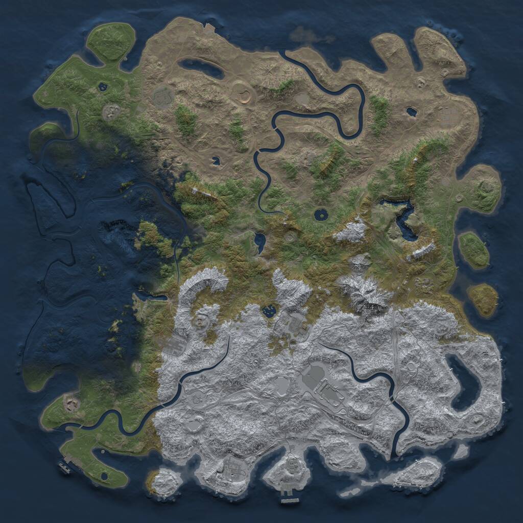 Rust Map: Procedural Map, Size: 6000, Seed: 478265, 17 Monuments