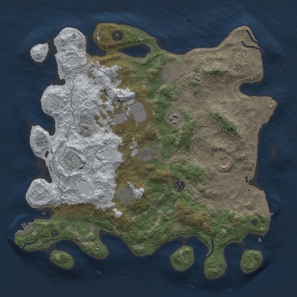 Rust Map: Procedural Map, Size: 4000, Seed: 329122258, 19 Monuments