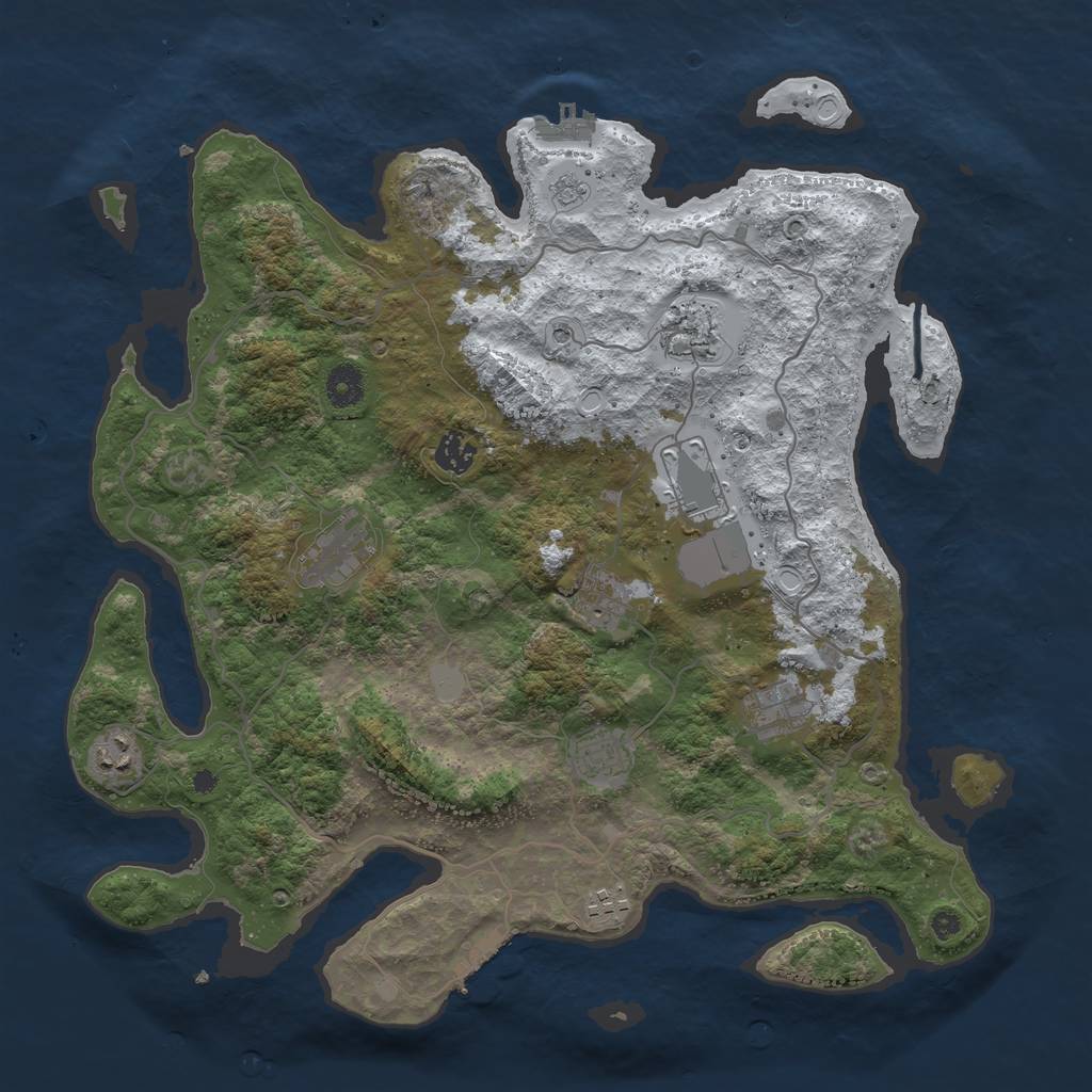 Rust Map: Procedural Map, Size: 4000, Seed: 295777, 18 Monuments