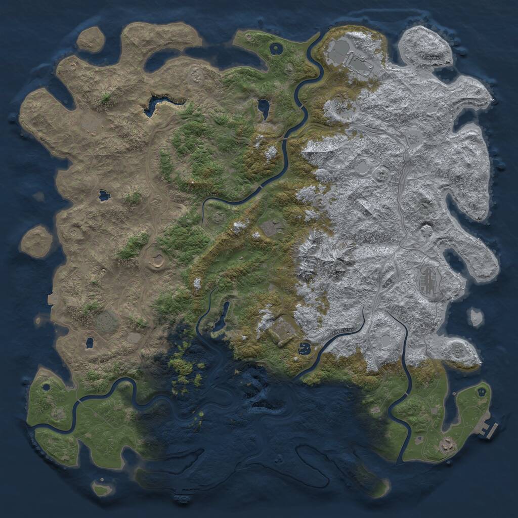 Rust Map: Procedural Map, Size: 6000, Seed: 54865, 17 Monuments